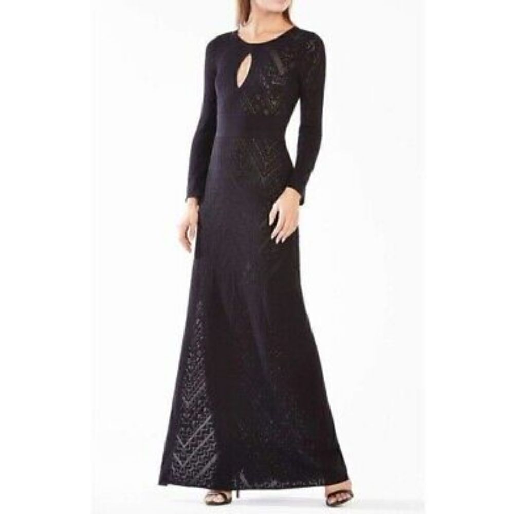 BCBGMAXAZRIA Loryn Cutout Pointelle Maxi Dress size M